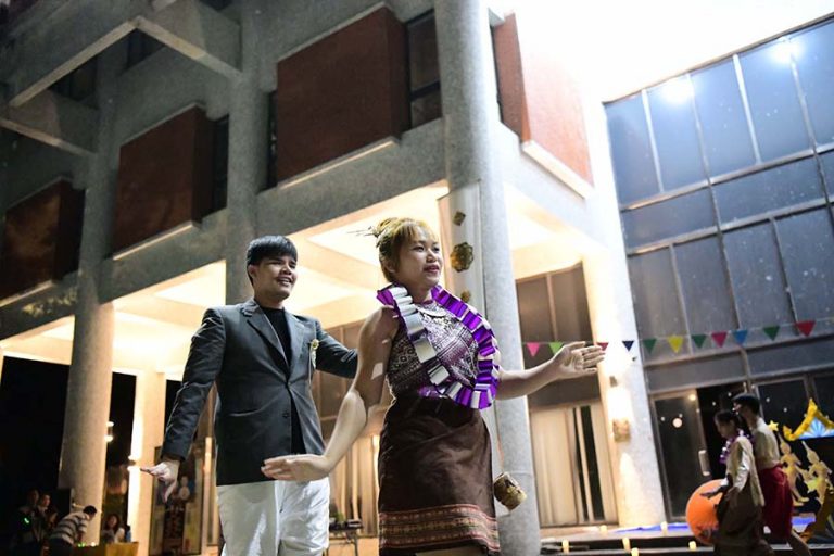 Foreigner students dance together happily